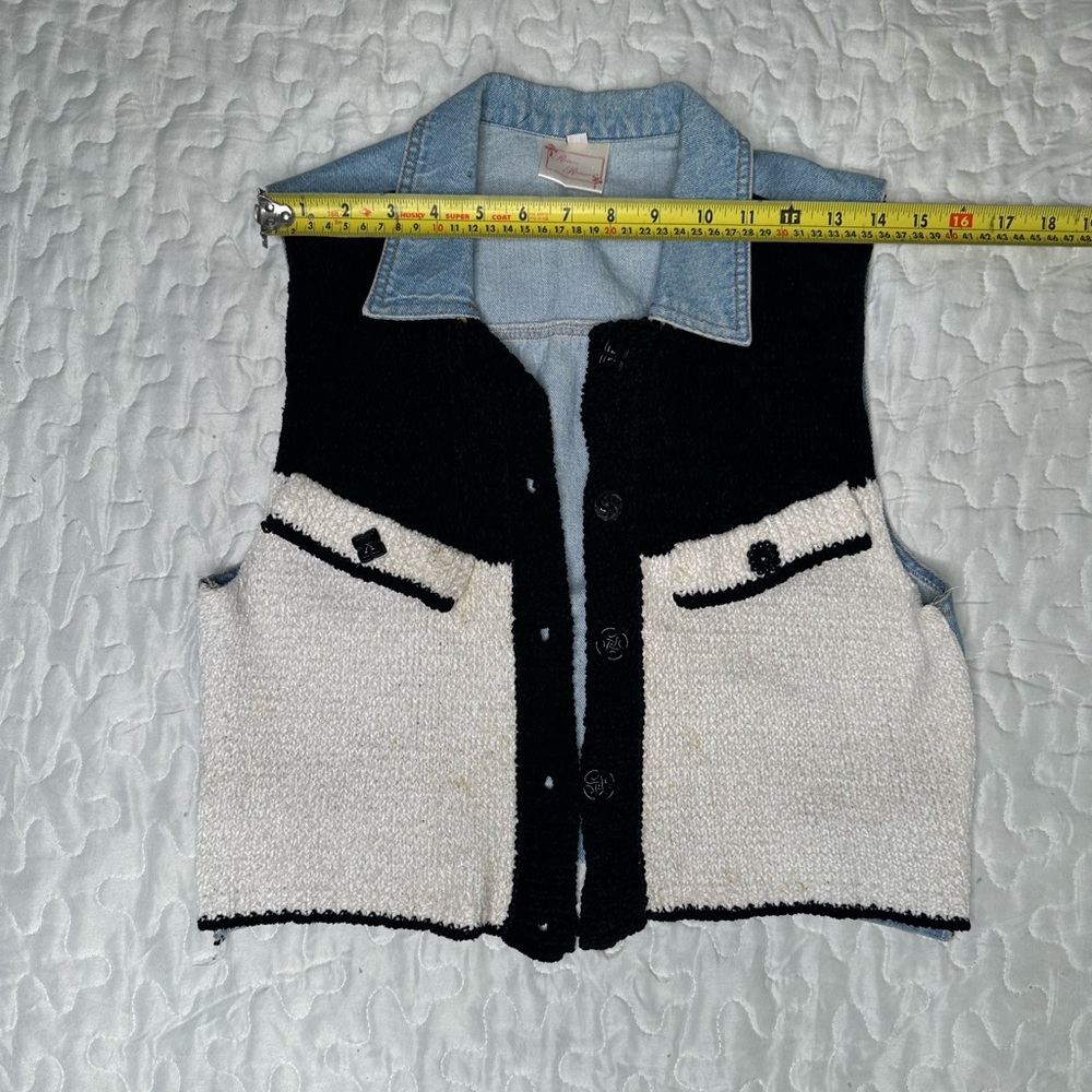 Vintage 90s Romeo Romeo Bouclé & Denim Vest – Western Y2K Aesthetic Size M - Picture 10 of 14